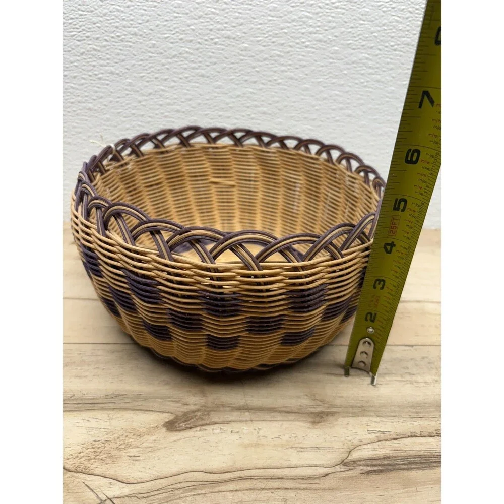 Vtg Handwooven Round Basket Cherokee Style Handmade In USA
